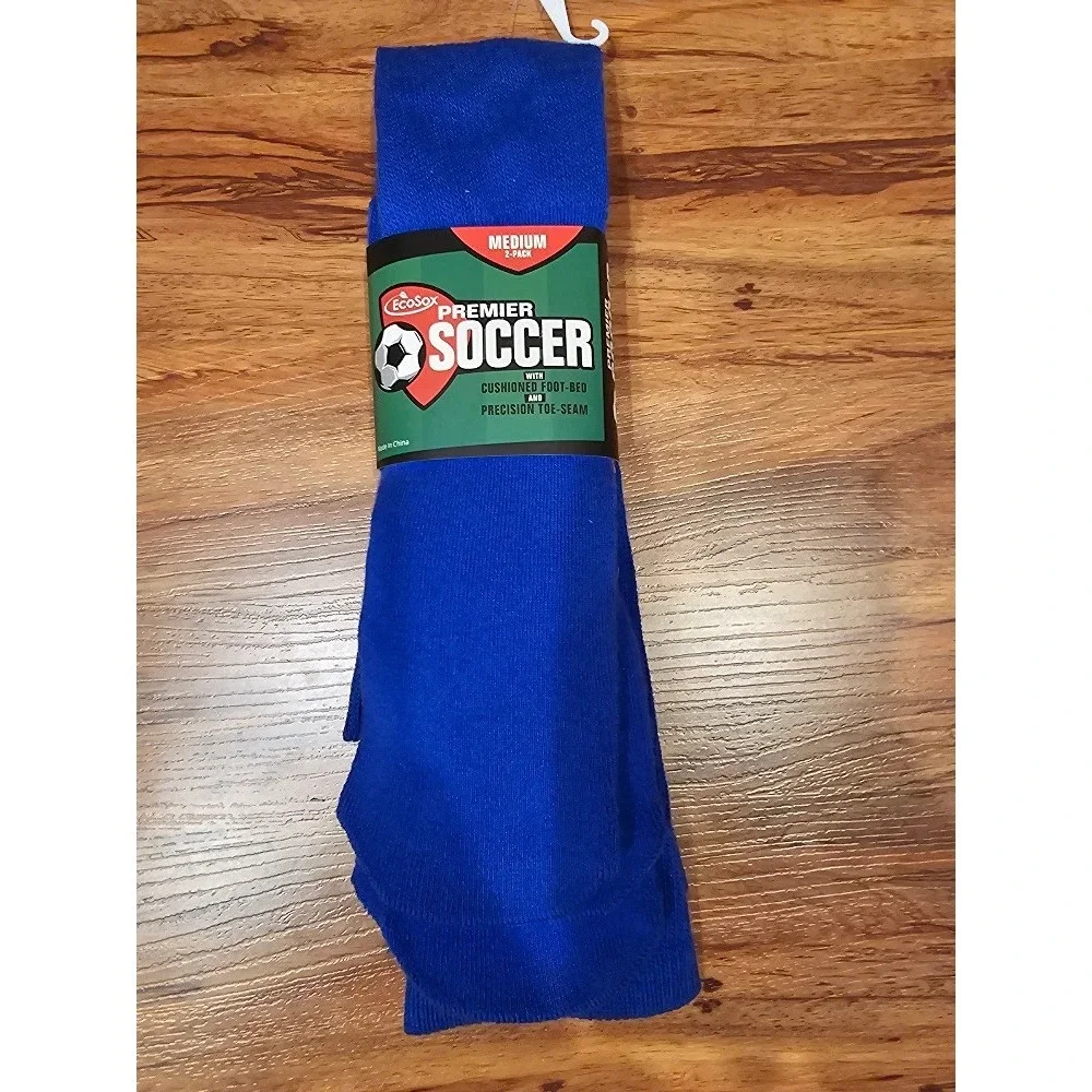 EcoSox Premier Soccer Socks - 2 Pack, Bright Royal, Size 9-11